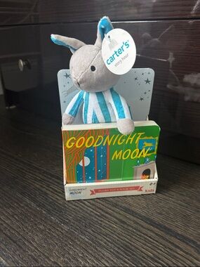 Carter's Gray Plush Bunny with Teal-Striped Pajamas & Mini 'Goodnight Moon' Book